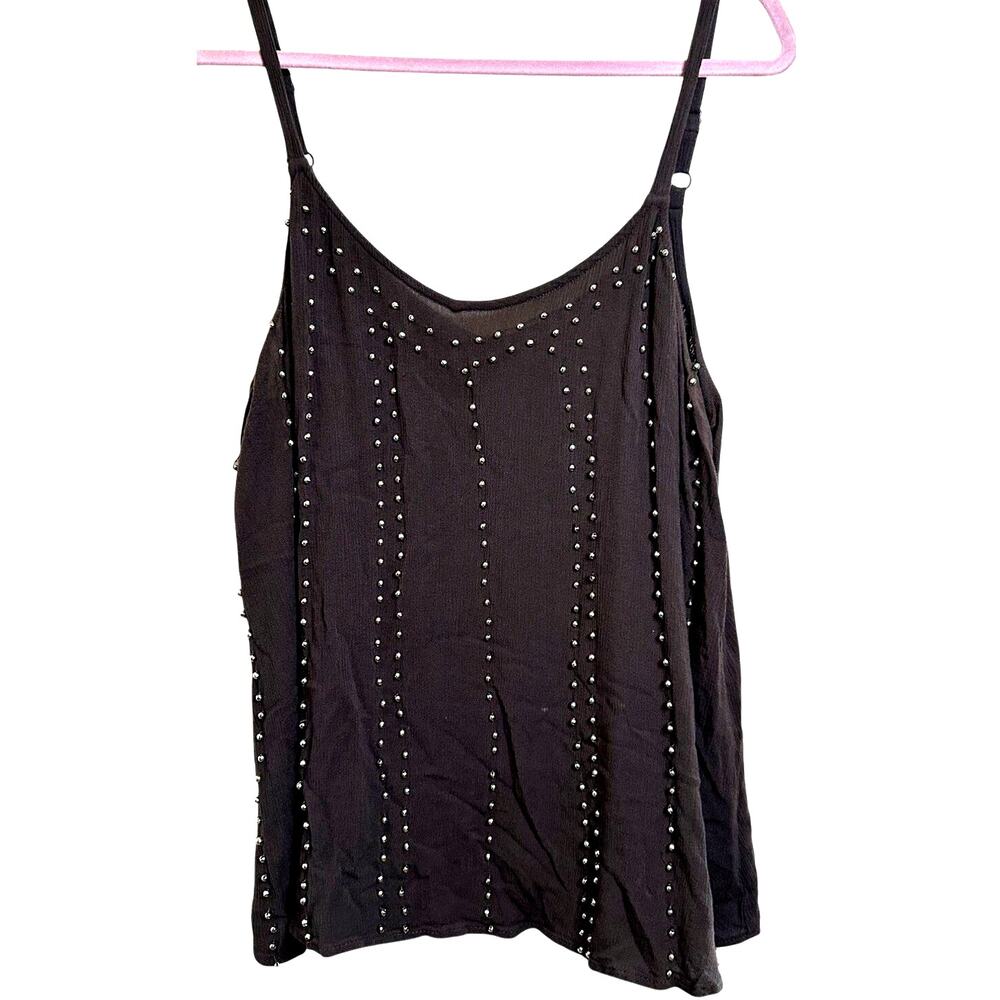 TORRID Charcoal Swing Cami Silver Bead Embellished Tank Top Sz 00 10/12 L